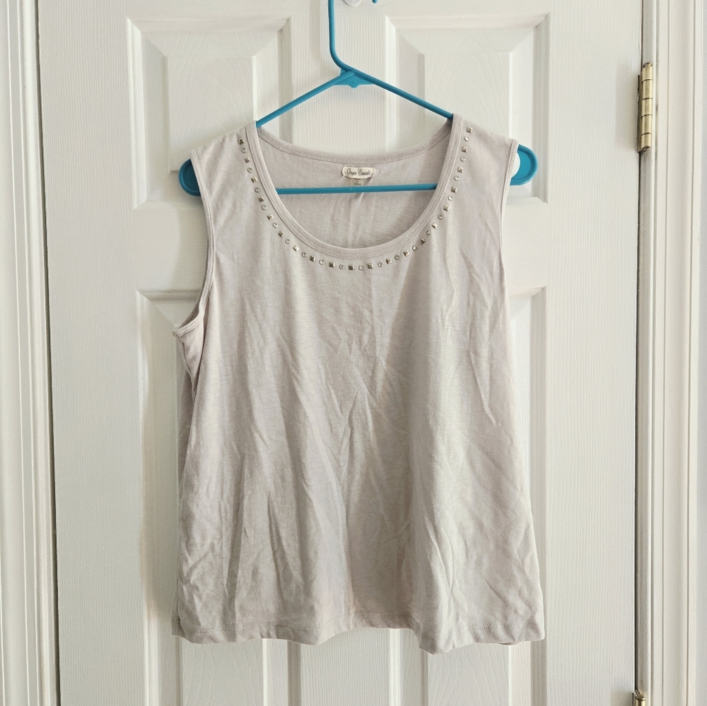 XL Elegant White Sleeveless Studded Top